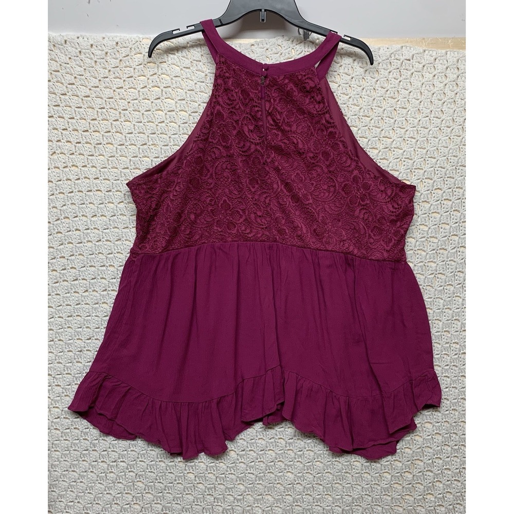 NWt Torrid Purple Shirt Top Blouse Women's 3X Lace Shell Lined Sweet Sleeveless - Picture 10 of 11